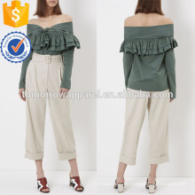 Green Off The Shoulder Top Manufacture venta al por mayor moda mujer ropa (TA4022B)